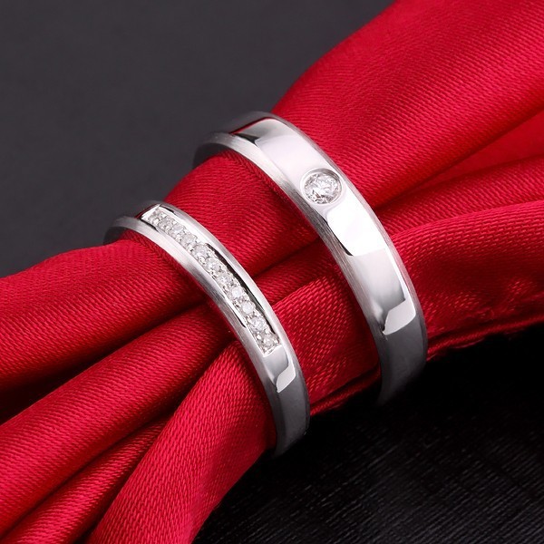 Cincin Emas Putih Cincin Kawin Satuan Single Cincin Tunangan Lamaran Hadiah Pengantin 008 Perak 925 