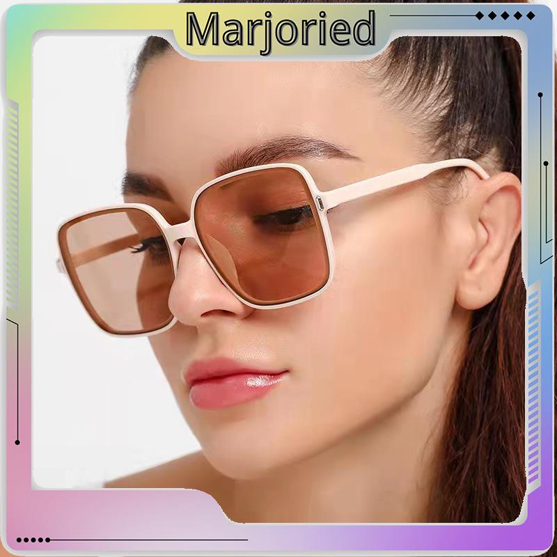 Kacamata Pria/wanita Korean Fashion Retro Square Frame Kacamata Hitam Wanita Metal Sunglasses Anti Uv400-MJD