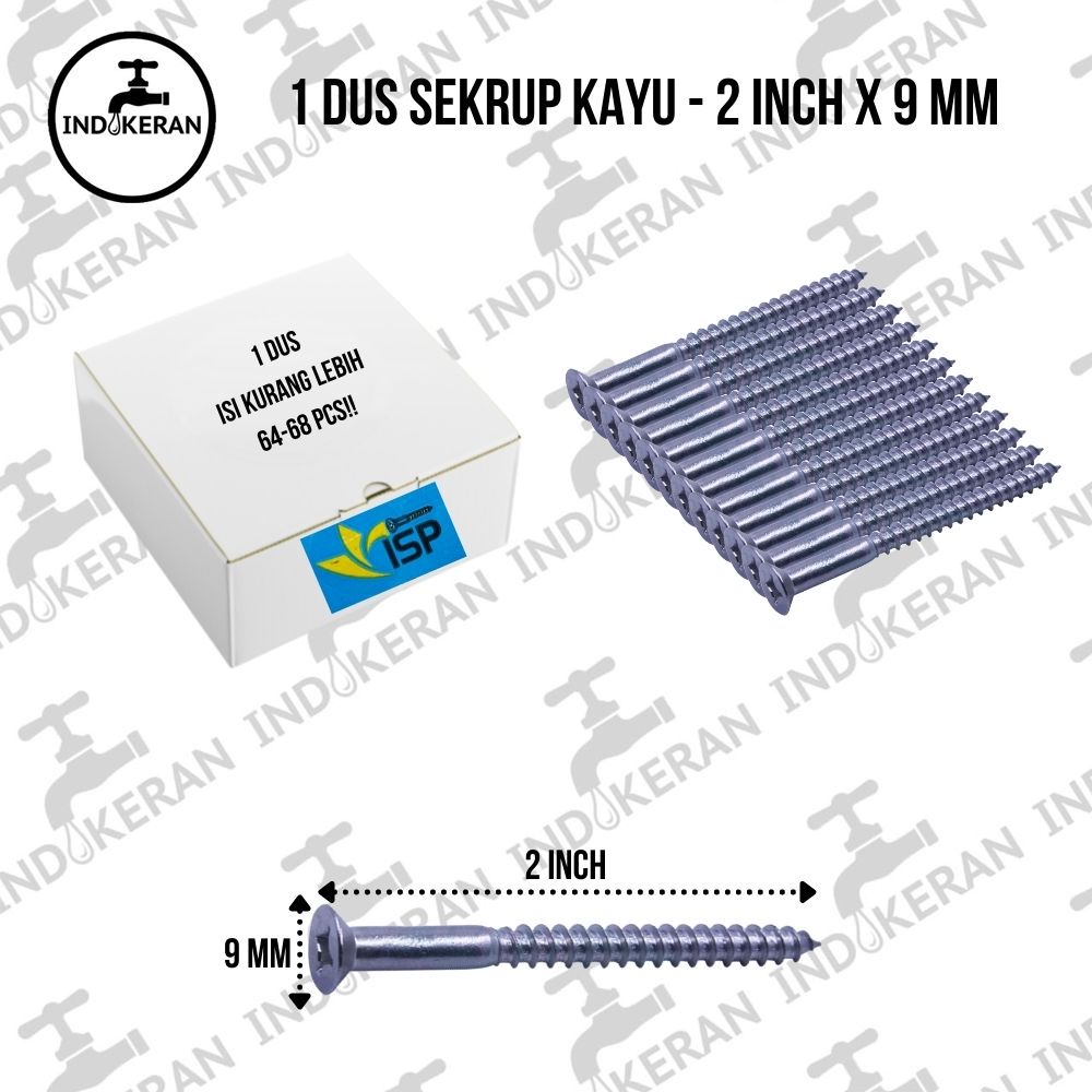 INDOKERAN - Sekrup Kayu 1 Dus - 2 Inch x 9 mm