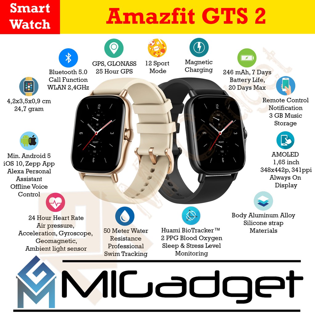 Amazfit GTS 2 GTS2 Smartwatch Garansi Resmi