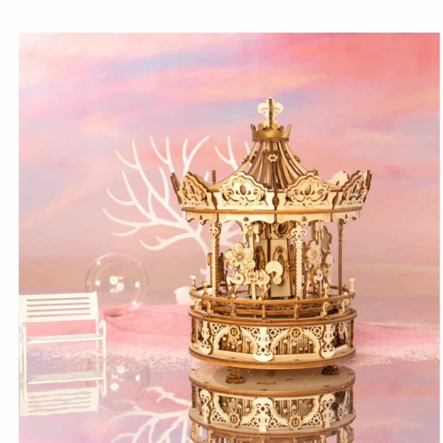 Robotime Romantic Carousel Rolife Romantic Carousel Mechanical Music Box Robotime-ROKR AMK62 romanti