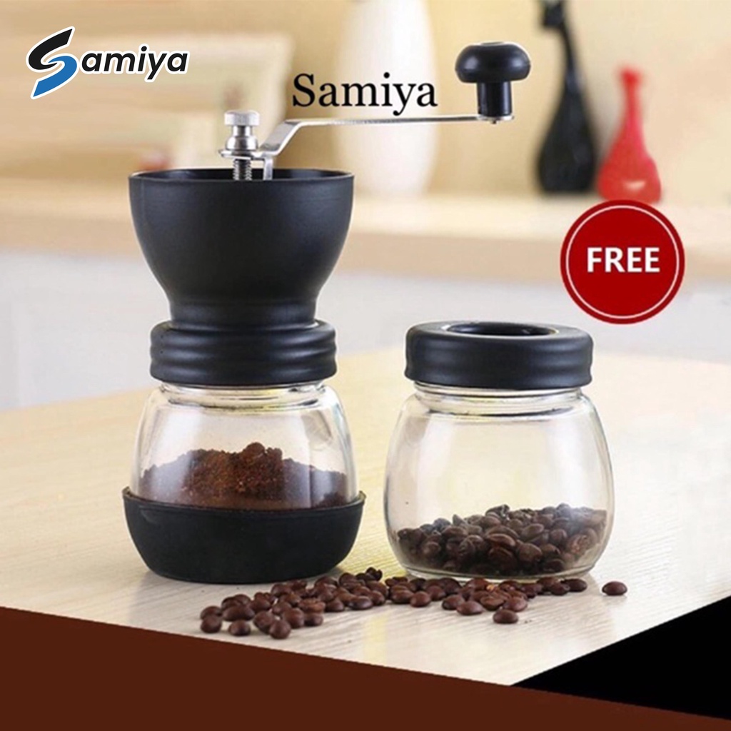 manual coffee grinder free glass / kopi grinder manual / gilingan kopi manual / penggiling kopi kaca