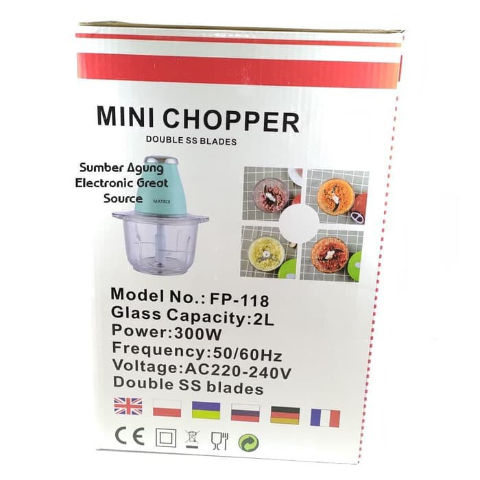 Mini Chopper Matrix FP118 Double SS Blades Stainless Steel Mangkok