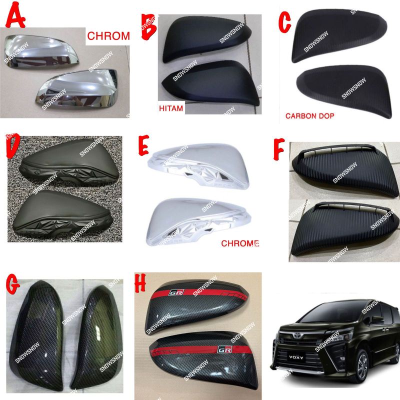 Cover Spion Toyota Voxy Activo Diamond Sporty Hitam Chrome Carbon GR