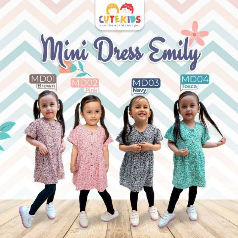 Cutekids Baju Dress Tunik Mini Motif Bunga Anak Perempuan Cewek Cewe Umur 6 Bulan 2 3 4 5 6 7 Tahun