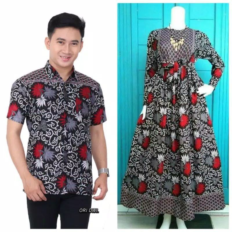 Maura Couple (COD) - Sania Ruffle Batik Couple ori Ndoro jowi DNT Garansi Termurah Shopee-Kembang langit