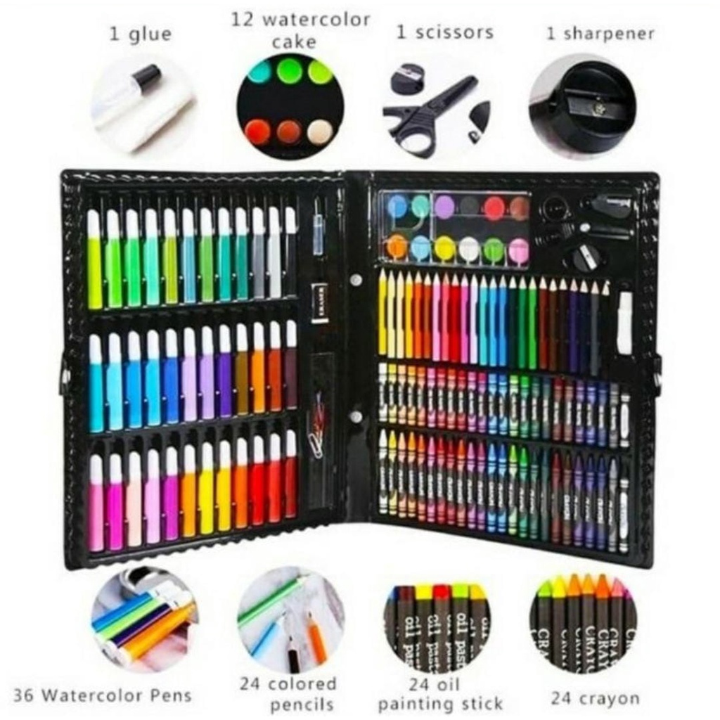 150 / 208  PCS - ART CRAYON SET PENSIL WARNA LUKIS MENGGAMBAR PASTEL ANAK FULL SET | ALAT MAINAN EDUKASI BELAJAR ANAK