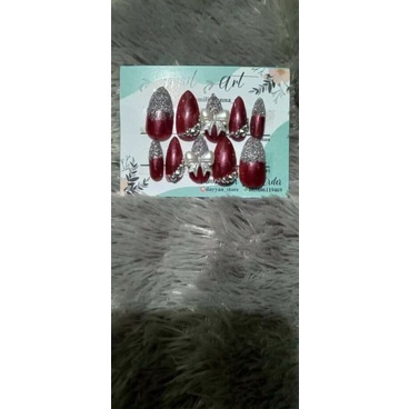 Kuku Palsu/Nail art maroon