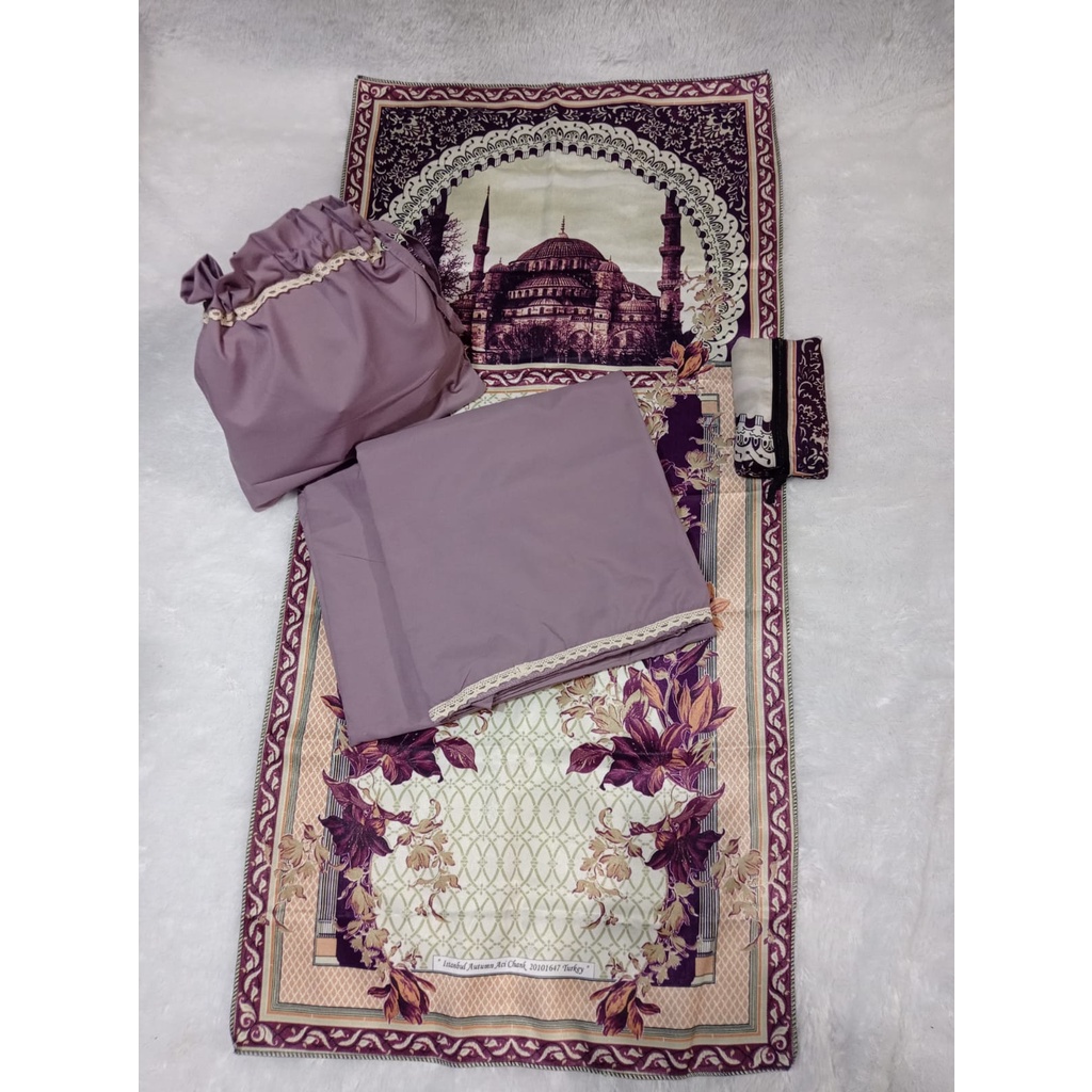 Full set Sajadah + Mukena Syakila Traveling Series Katun Premium Polos Adem Dewasa