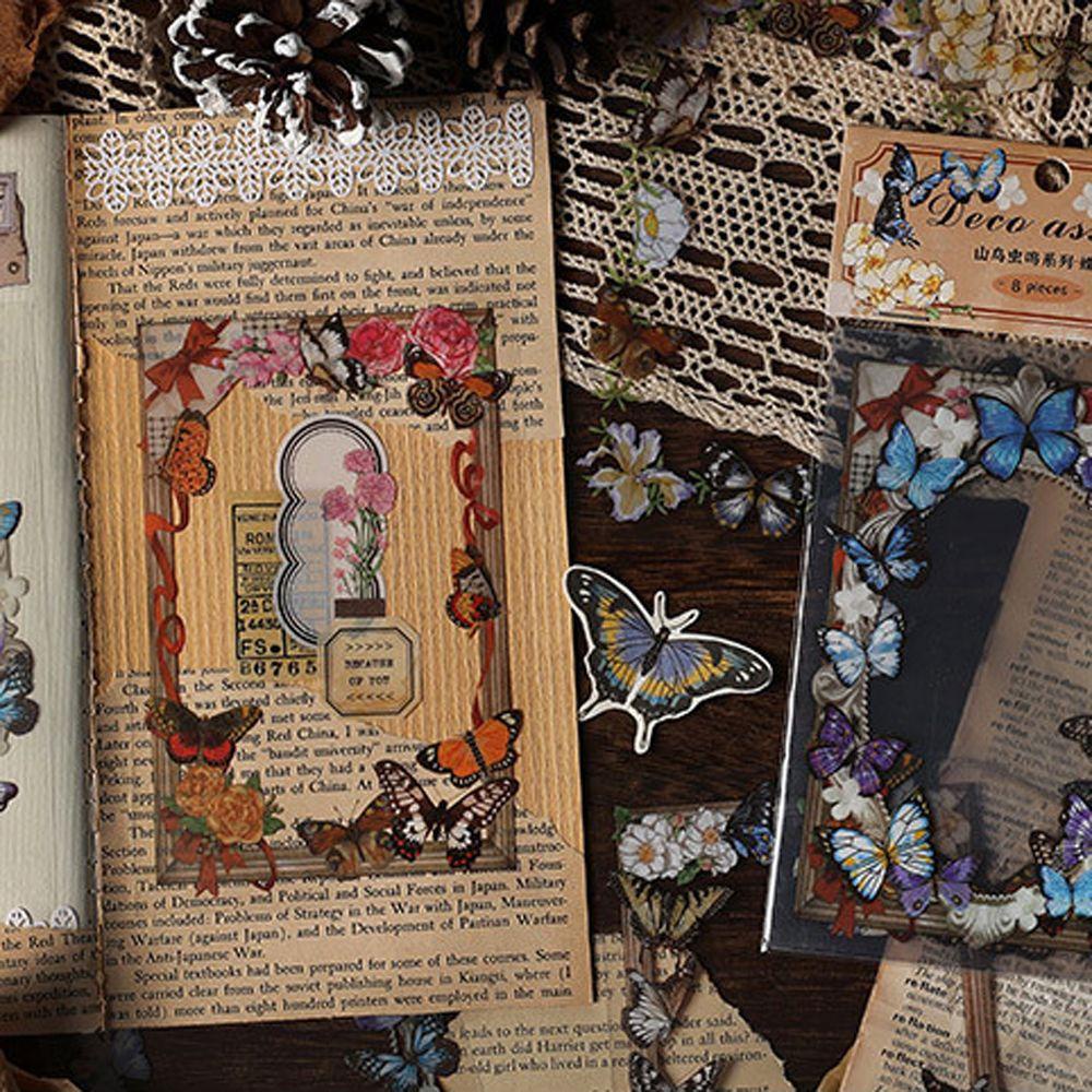 【 ELEGANT 】 Stiker Tema Garland Set DIY Craft Vintage Tahan Air Jurnal Aksesoris Handbook Decor PET Label Hias