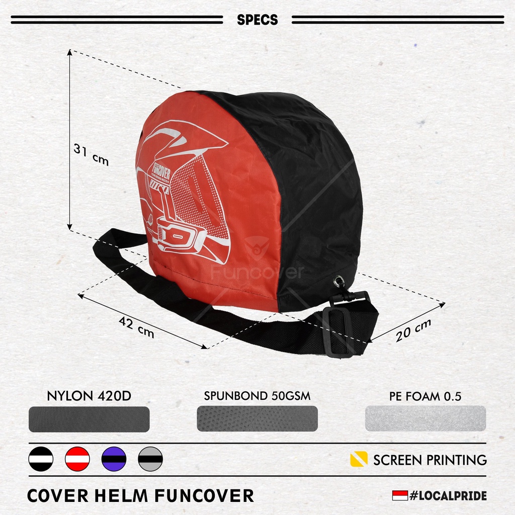 Cover Sarung Tas Helm Helshield Anti Air Waterproof Helmet Cover Backpack Printing by FUNCOVER