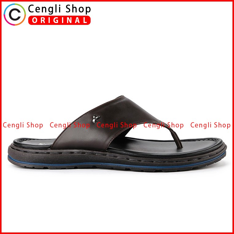 PLAYBOY SANDAL JEPIT KULIT CASUAL PRIA ORIGINAL TERBARU COKLAT PLC1