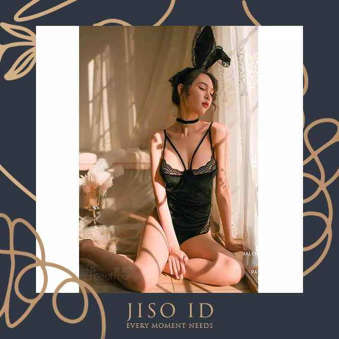 Harami Napoly Set Lace Lingerie Sexy Rabbit One Piece Baju Tidur Wanita Dewasa Baju Peran Kelinci Se