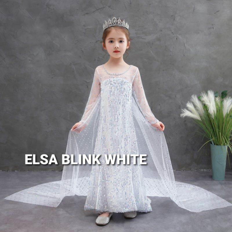 GAUN PRINCESS ELSA LENGAN PANJANG IMPORT KUALITAS PREMIUM