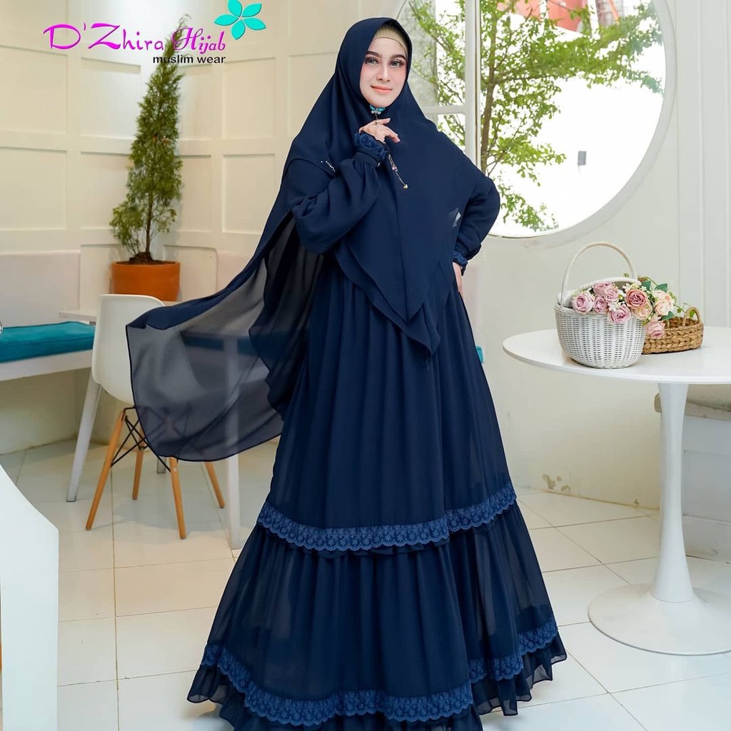 Kinara Syari Gamis Syari Ceruty Ootd Wanita Set Hijab Baju Wanita Jumbo Gamis Renda Setelan Wanita Muslim Mazaya