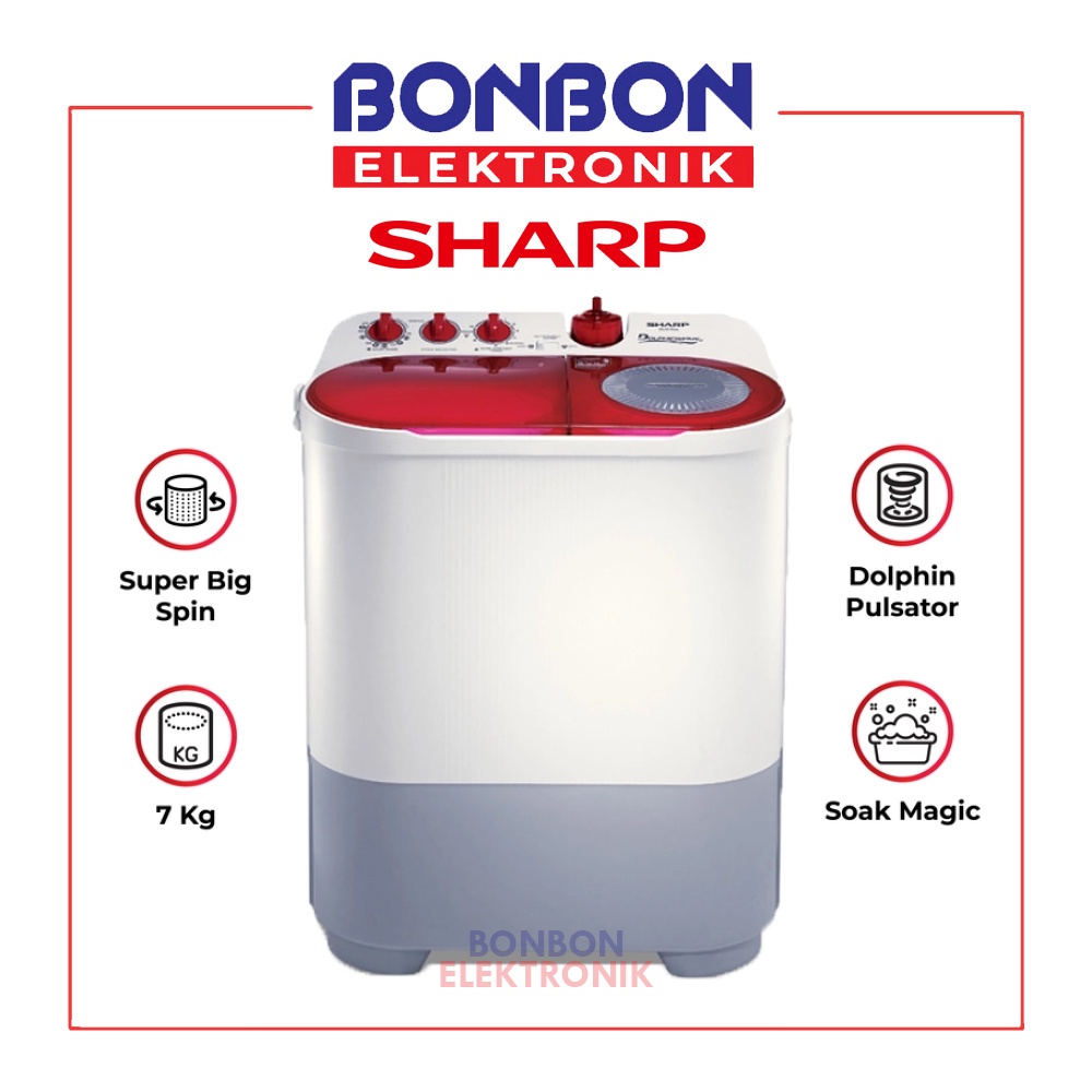 Sharp Mesin Cuci 2 Tabung 7KG ES-T77DA-RK