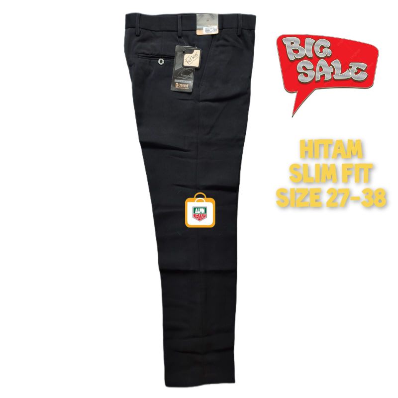 Celana Cardinal Formal Hitam Pria Slim Fit
