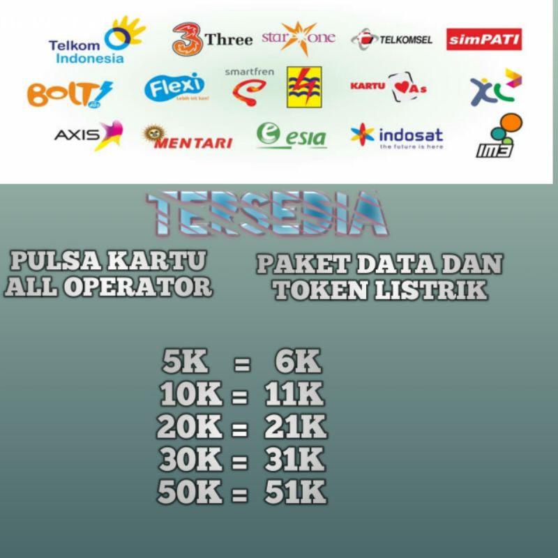 pulsa all operator paket data dan token listrik