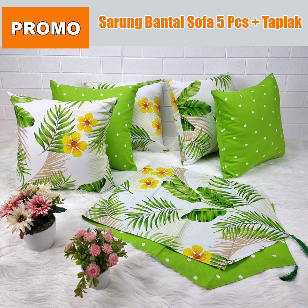 [✅COD] Paket Sarung Bantal Sofa 5 PCS(40x40) + Taplak Meja