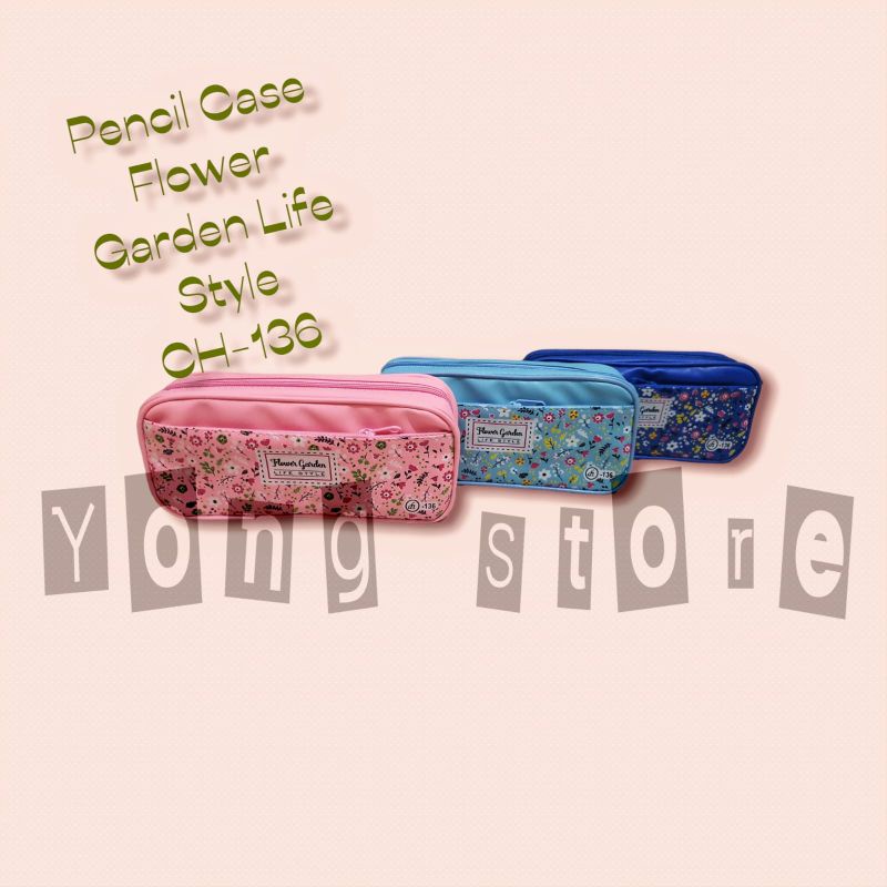 

Tempat Pensil Kain Fancy / Kotak Pensil Murah/ Pencil Case FLOWER GARDEN LIFE STYLE CH-136 Grosir