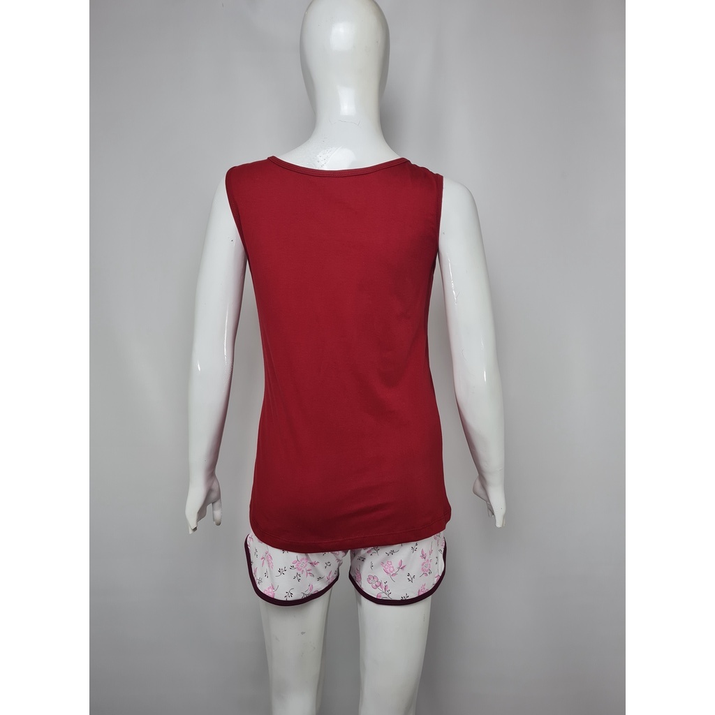 Singlet - Tank Top Wanita Katun Casual Merah Maroon