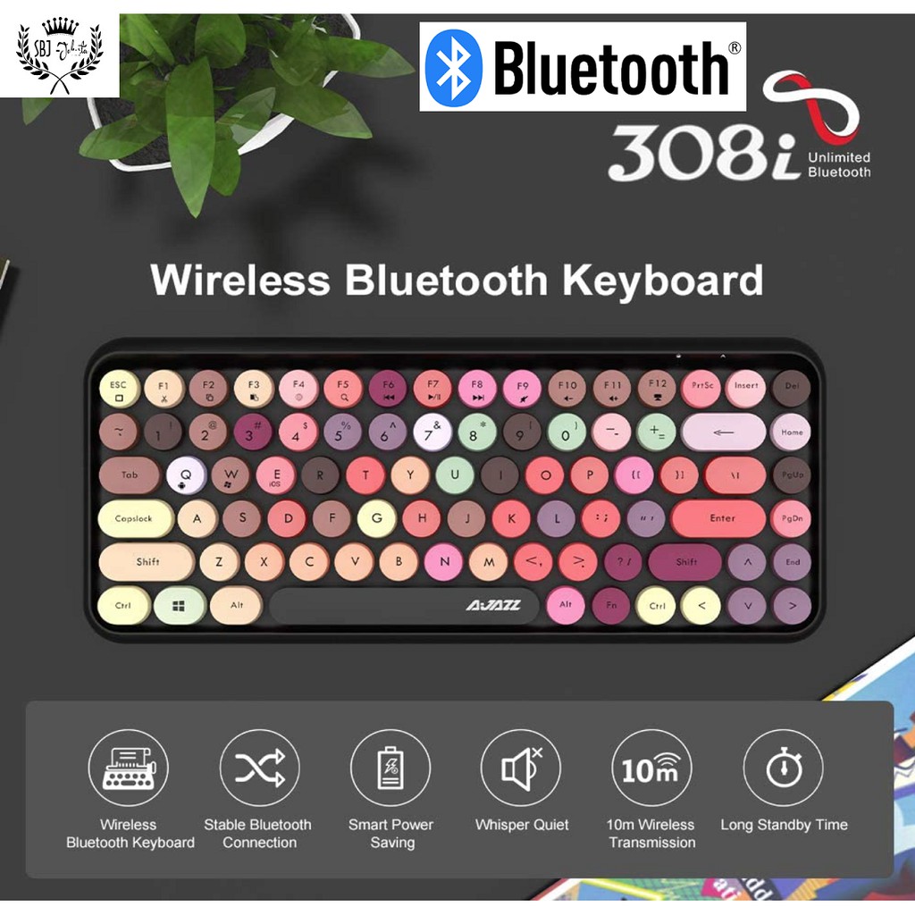 Ajazz Keyboard BLUETOOTH Premium model Retro Wireless Colorful 308i 84 keys IOS Android Tablet ipad