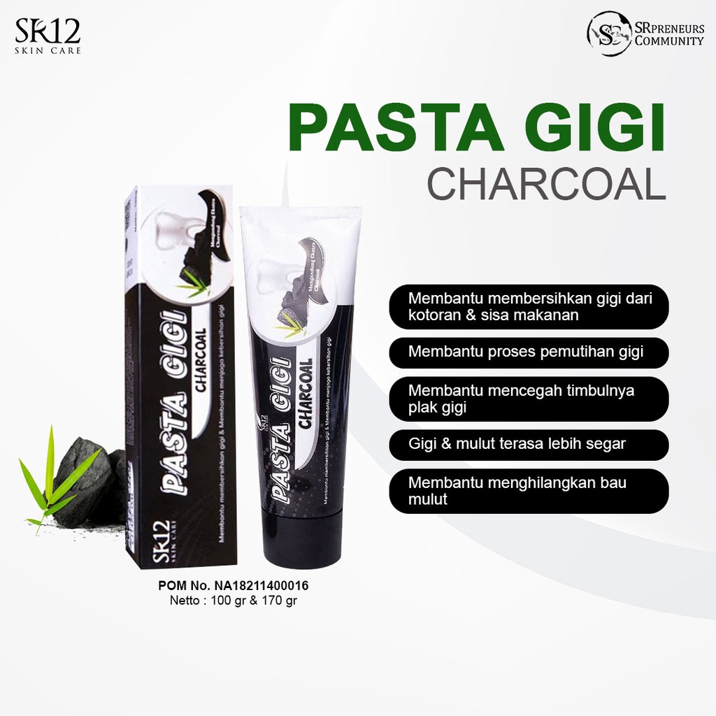 PASTA GIGI CHARCOAL SR12 / ODOL CHARCOAL / PEMUTIH GIGI / MENCEGAH BAU MULUT