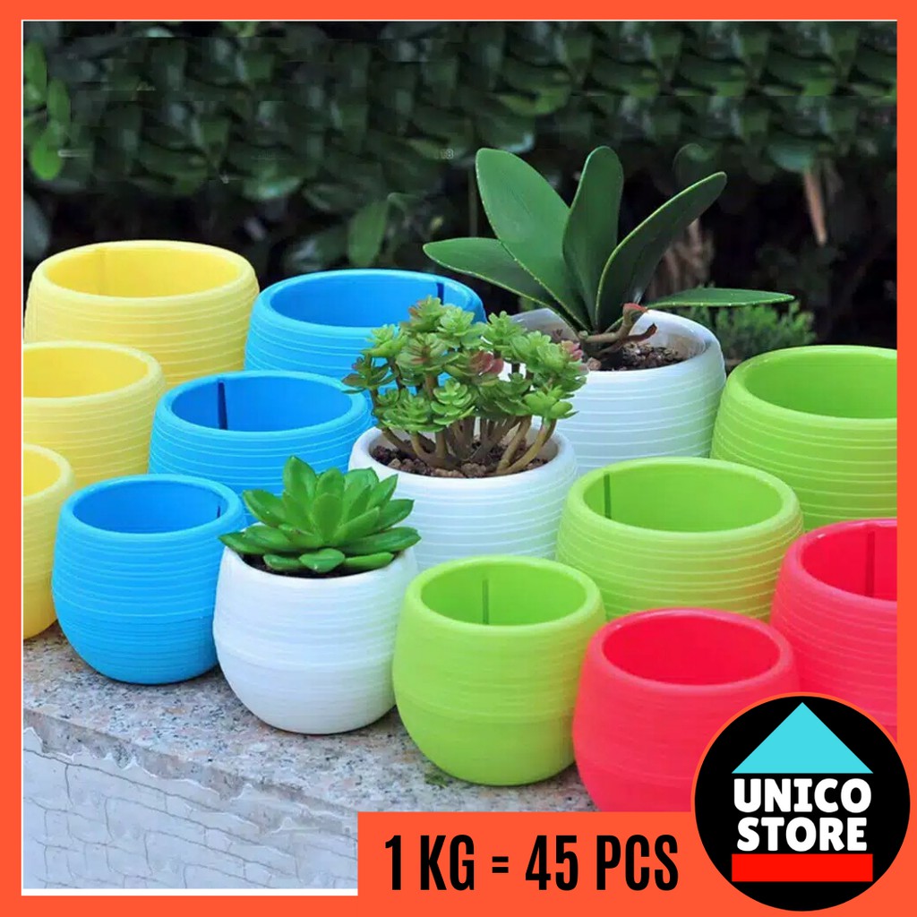  1KG 45PCS Pot  Bunga Mini Bahan Plastik  Warna  Warni Untuk 