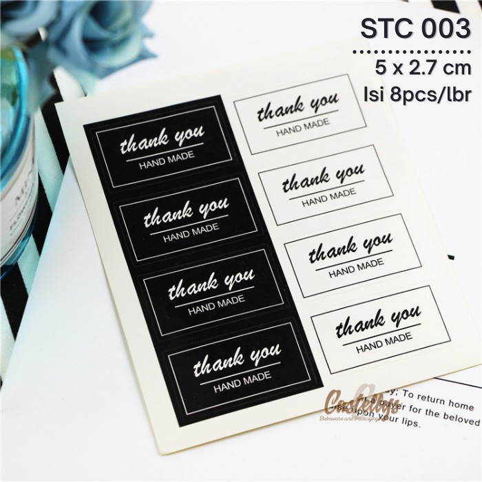 

2 Lembar Sticker Stiker Label Thank You Hand Made STC 003 Packaging Kue Kado