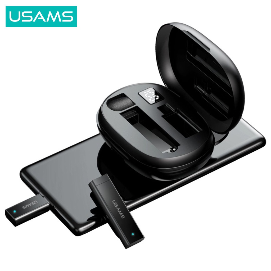 USAMS Dual Mic ENC Noise Reduction 2.4G Wireless Microphone Clip On