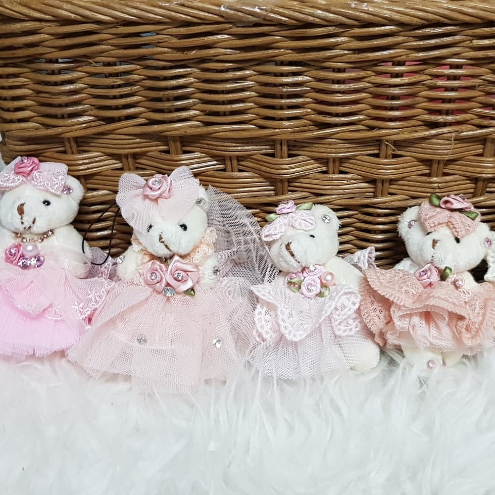 mini teddy bride doll bag charm / gantungan hp