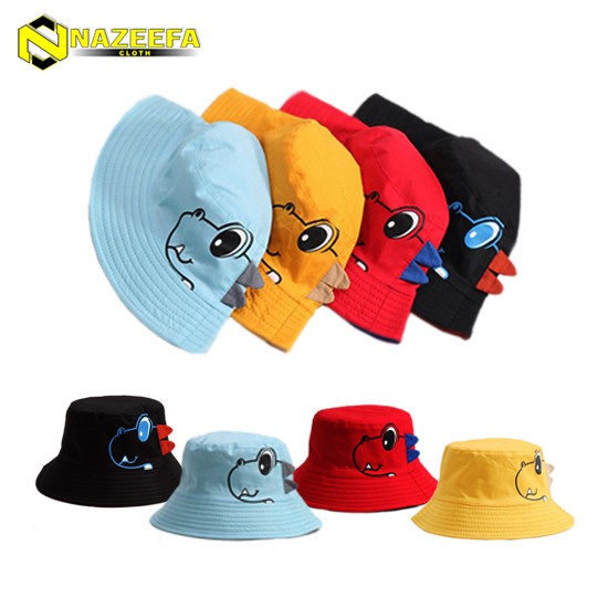 Topi Bucket Anak Bordir Dino/ Bucket Bordir Anak Laki Laki Perempuan