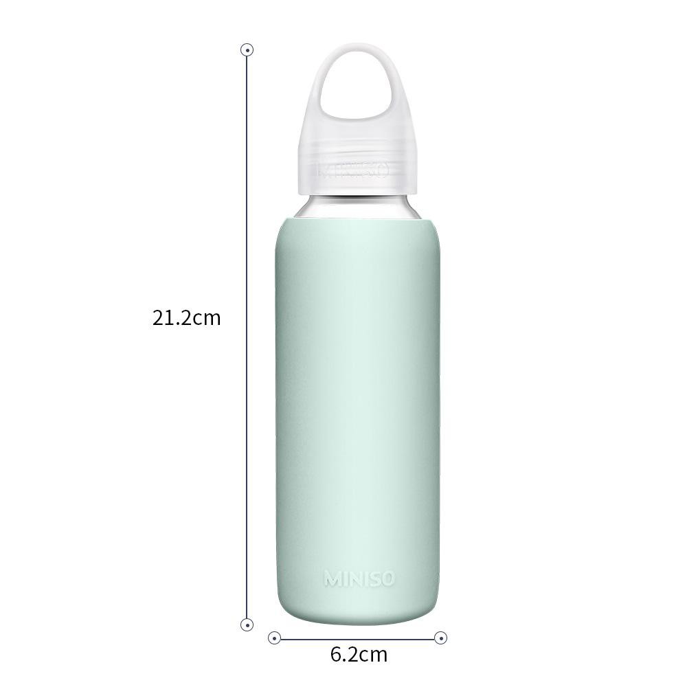 Glass Bottle Miniso Botol Minum Kaca 300ml Glass Water Bottle, Gelas Air Botol Minum (PINK)
