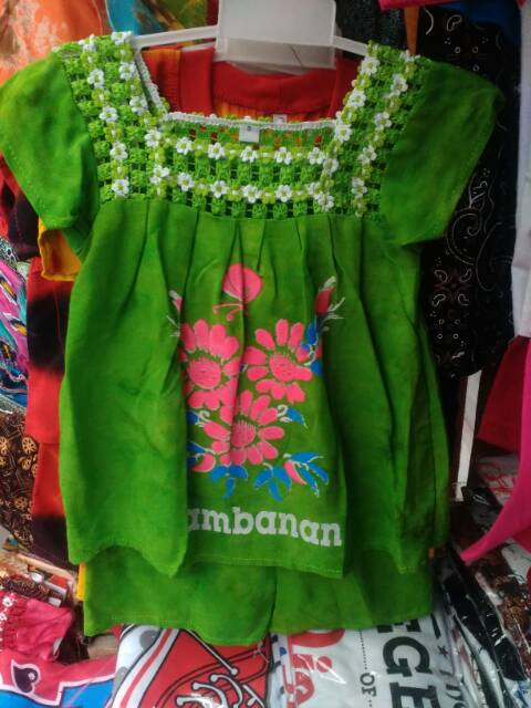 TERMURAH! Setelan Baby Doll Gambar Bunga dengan renda Anak Perempuan 4-10 tahun - Candi Prambanan