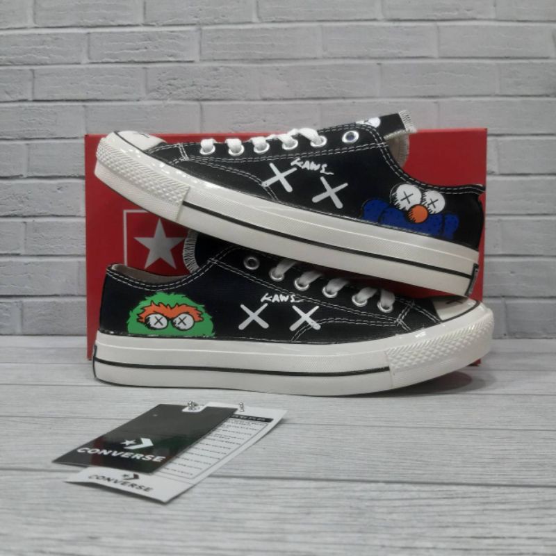 Converse 70s x kaws Fasion Pria Sepatu Casual Hitam Premium