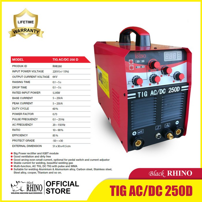rhino MESIN LAS RHINO TIG AC/DC 250D 1PH