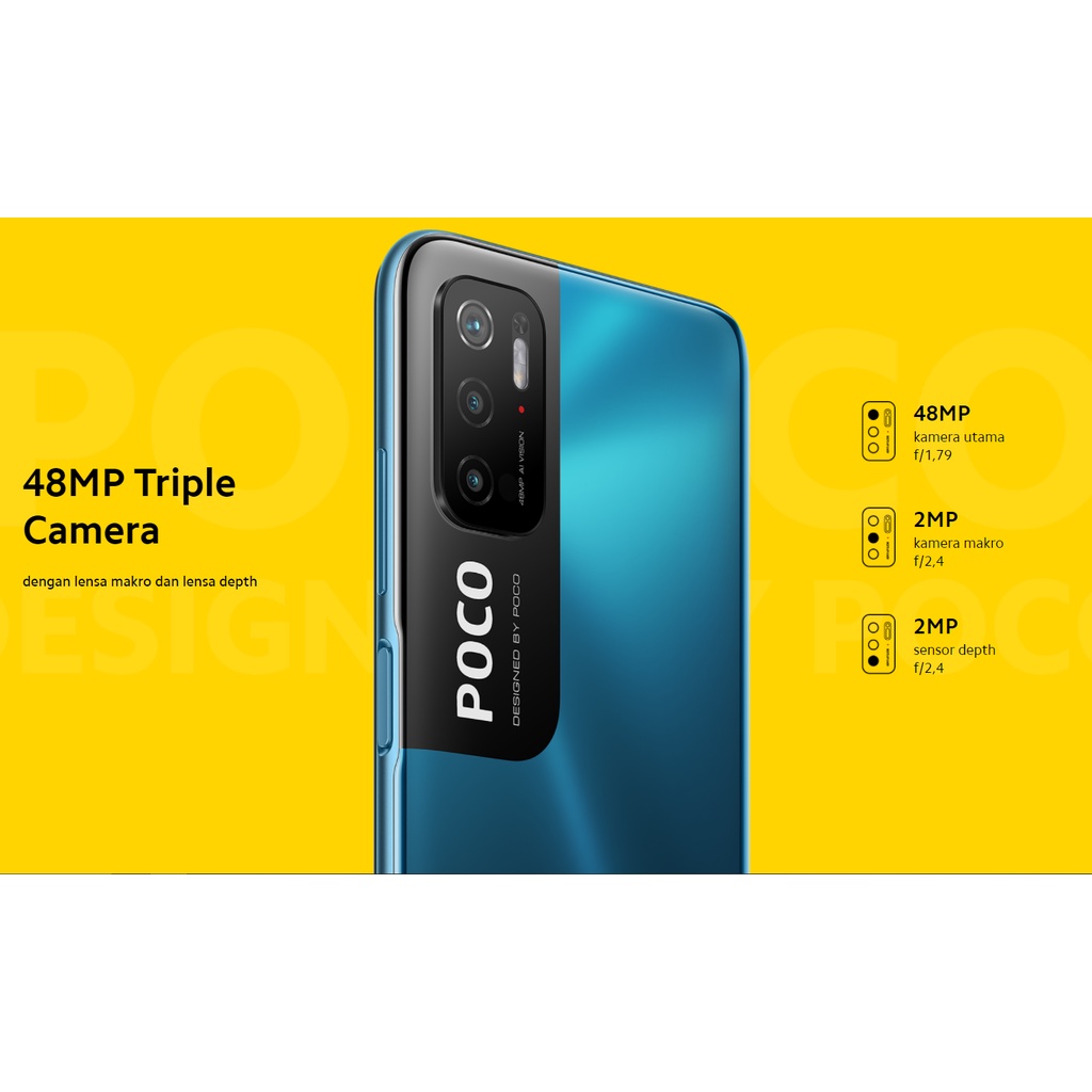 Original Xiaomi Poco M3 PRO 5G |  4/64GB 4 / 64 GB | 6/128GB 6 / 128 GB | Hitam Biru Kuning Pocophone m 3-2