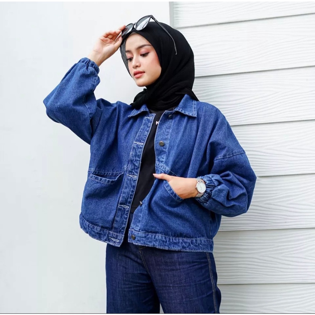 YAOSHI -JACKET DENIM/ JEANS -JAKET WANITA OVER SIZE- JACKET JEANS WANITA CAMELIA SAKU TUTUP