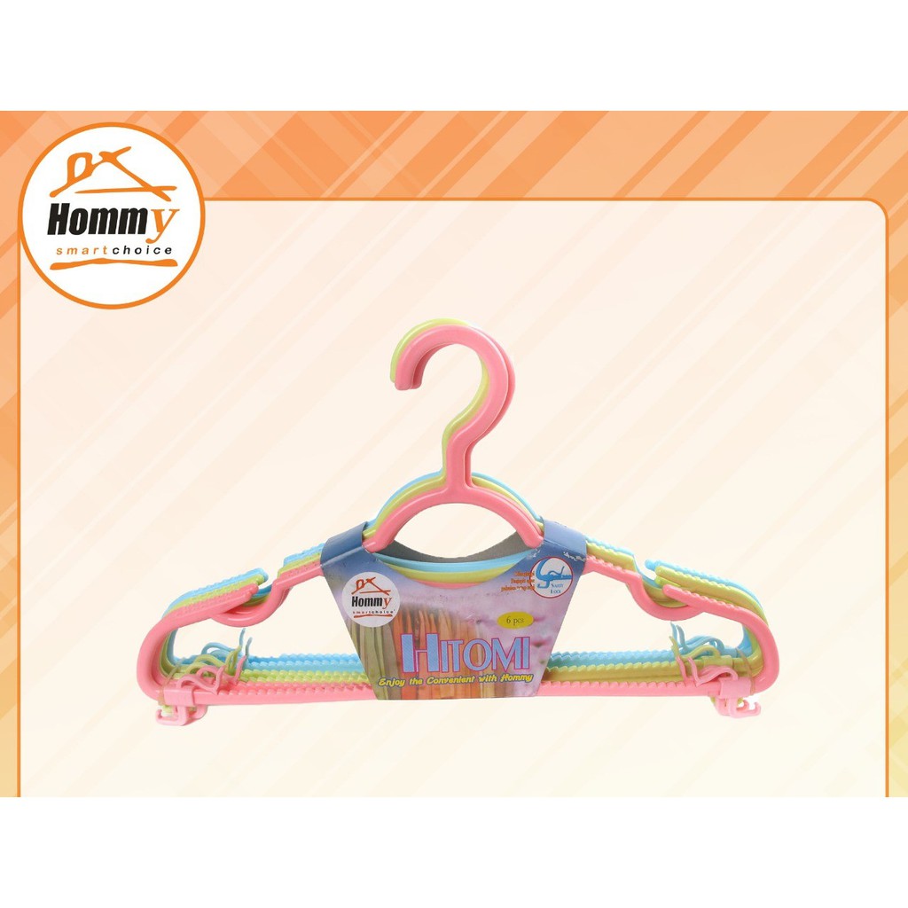 Gantungan Baju Hitomi Set isi 6 Pcs / Grosir Gantungan Baju Hommy Gantungan Plastik Hanger