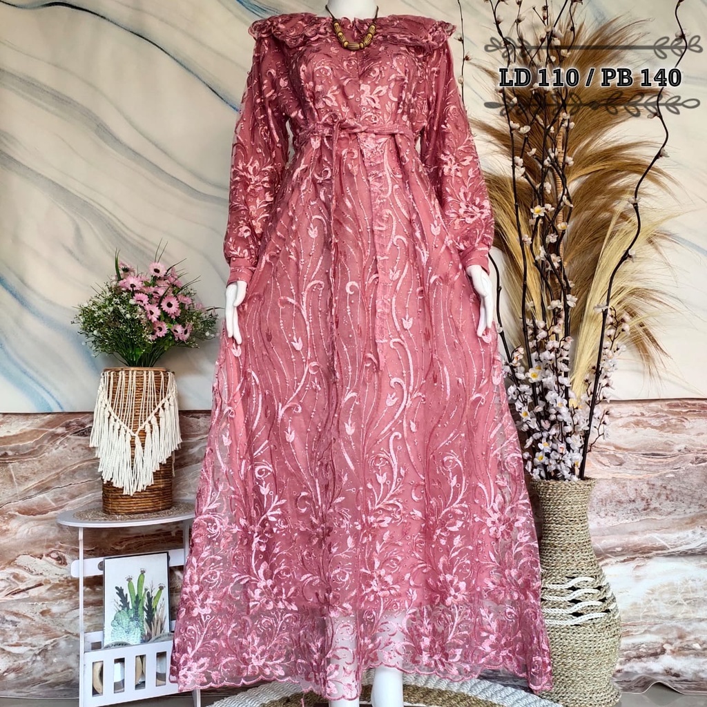 TGC Nagita Dress ORI MRC / Gamis Brukat / Brokat Dress / Gamis Pesta / Gamis Wisuda