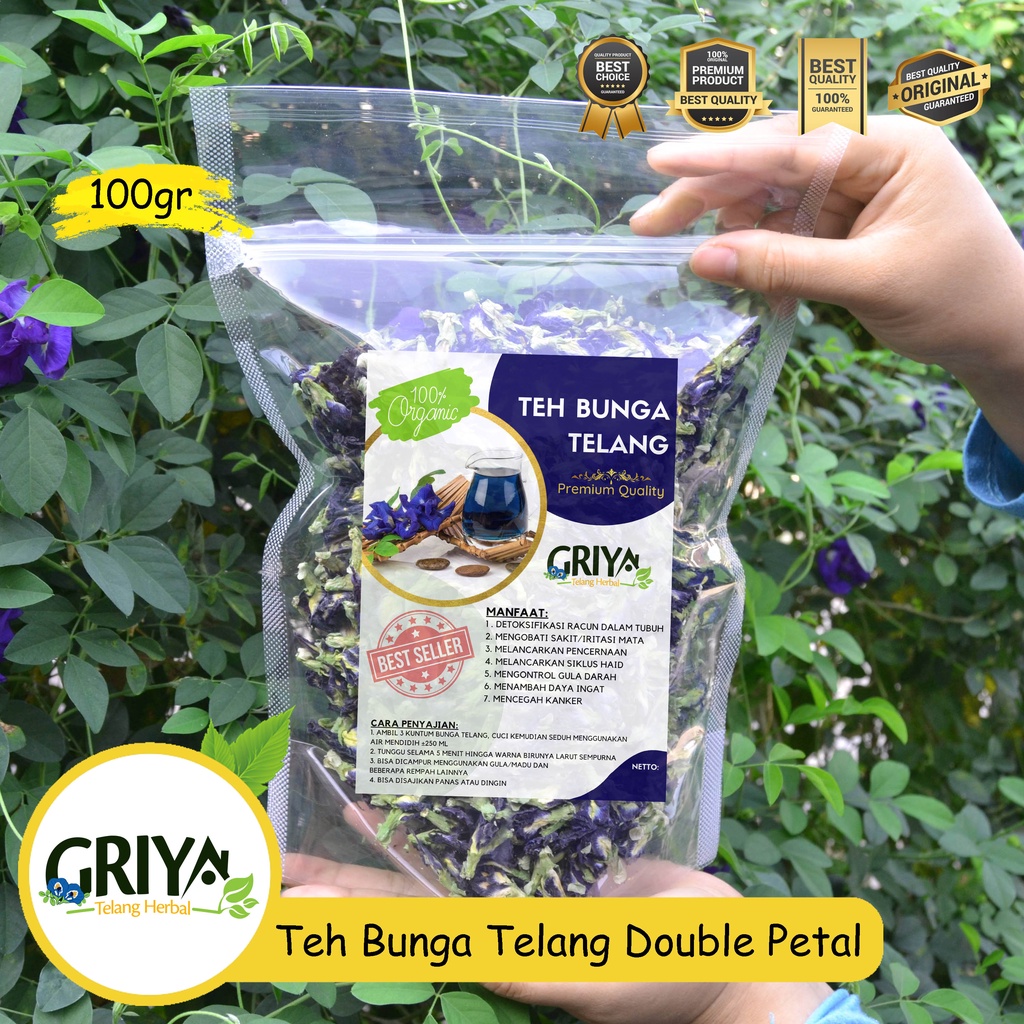 

Bunga Telang Tumpuk Kering (Double Petal) 100gr