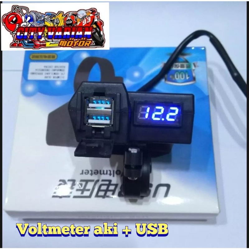 Motorcycle Digital Voltmeter Charger Motor Cas HP Motor 2 USB 3.1A Casan HP Voltmeter Aki plus USB Motor PCX Vixion