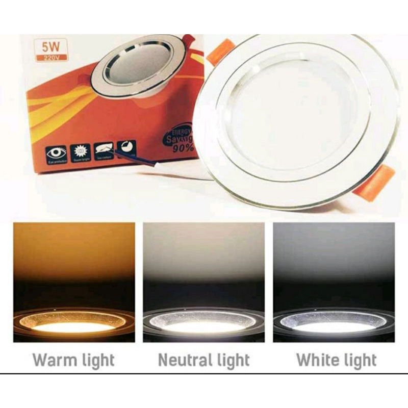 Downlight Spotlight 5w watt Bisa Nyala 3 Warna White / Warm White / Natural White-IBZ