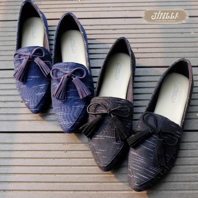 Sepatu etnik jingga Ayunda flatshoes
