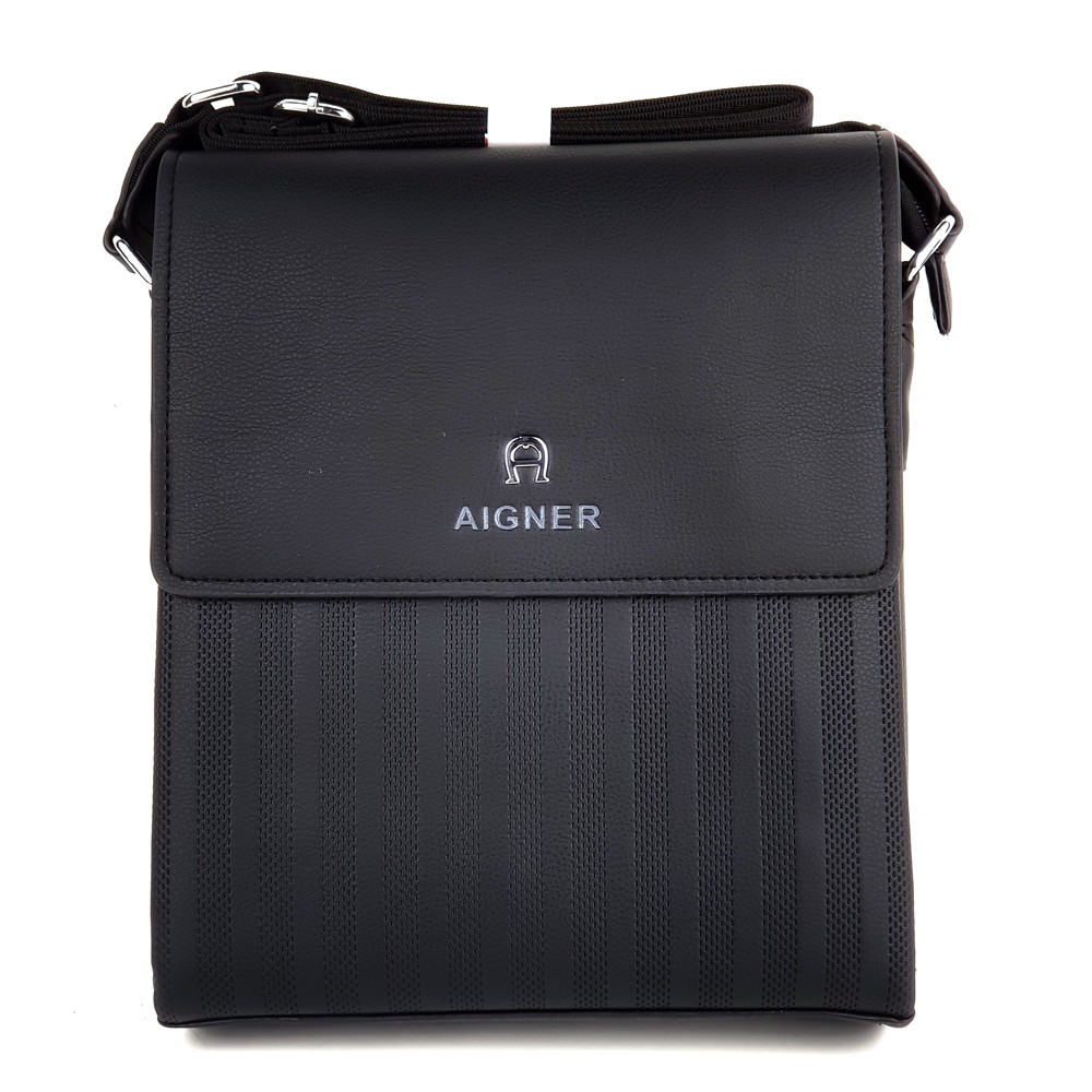 Tas selempang pria cowo casual branded import murah - AIGNER JNGS-2 BLACK Toko Makmur Jaya Abadi