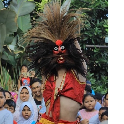 ⛄Comeback❄️topeng bujang ganong ponorogo rambut sintetis hitam putih I topeng bujang ganong reog pon