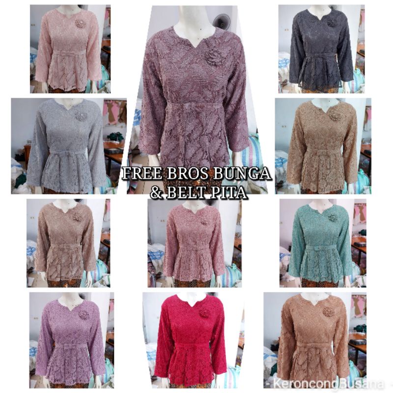 (Br110/120/130) Atasan blus BROKAT GLITTER size JUMBO lengan panjang KeroncongBusana