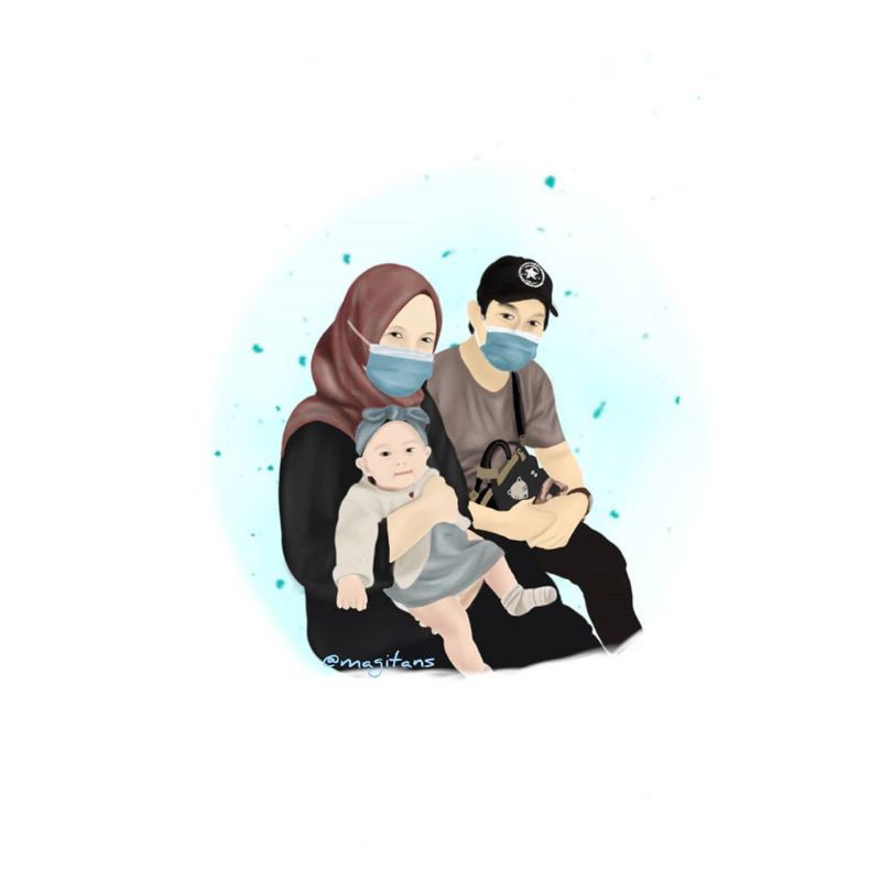 

(SOFTFILE ONLY) Kado Sketsa Foto Keluarga / Gambar Digital / Vektor / Karikatur / Handrawing