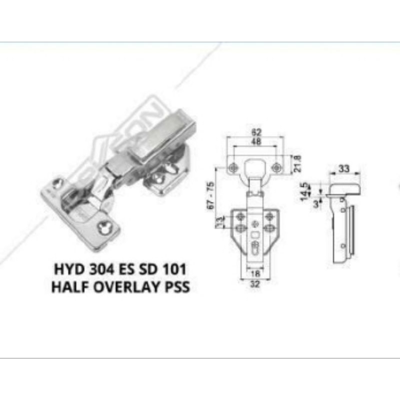 Engsel Sendok Stainless Stell 304 Dekson HYD 304 ES SD DKS 101 CP Lurus/ Engsel Sendok / Engsel Lema