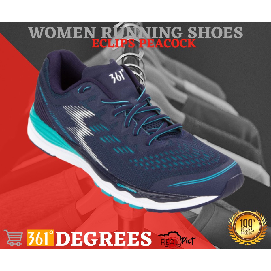 Sepatu Sneaker Olahraga Wanita Women Running Shoes 361 Degrees Eclips Peacock Import Original Limite